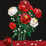 Jeu Construction Vase Rose Rouge