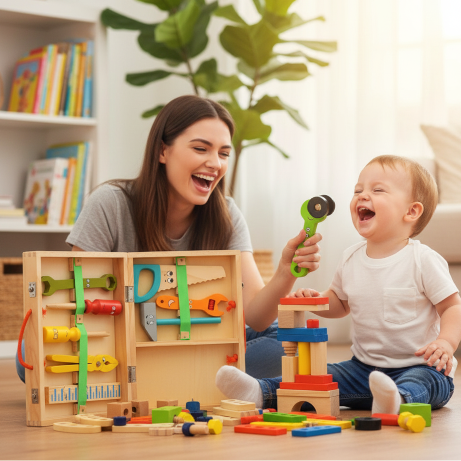 Jeu de construction en bois boîte à outils enfants | ToolBox
