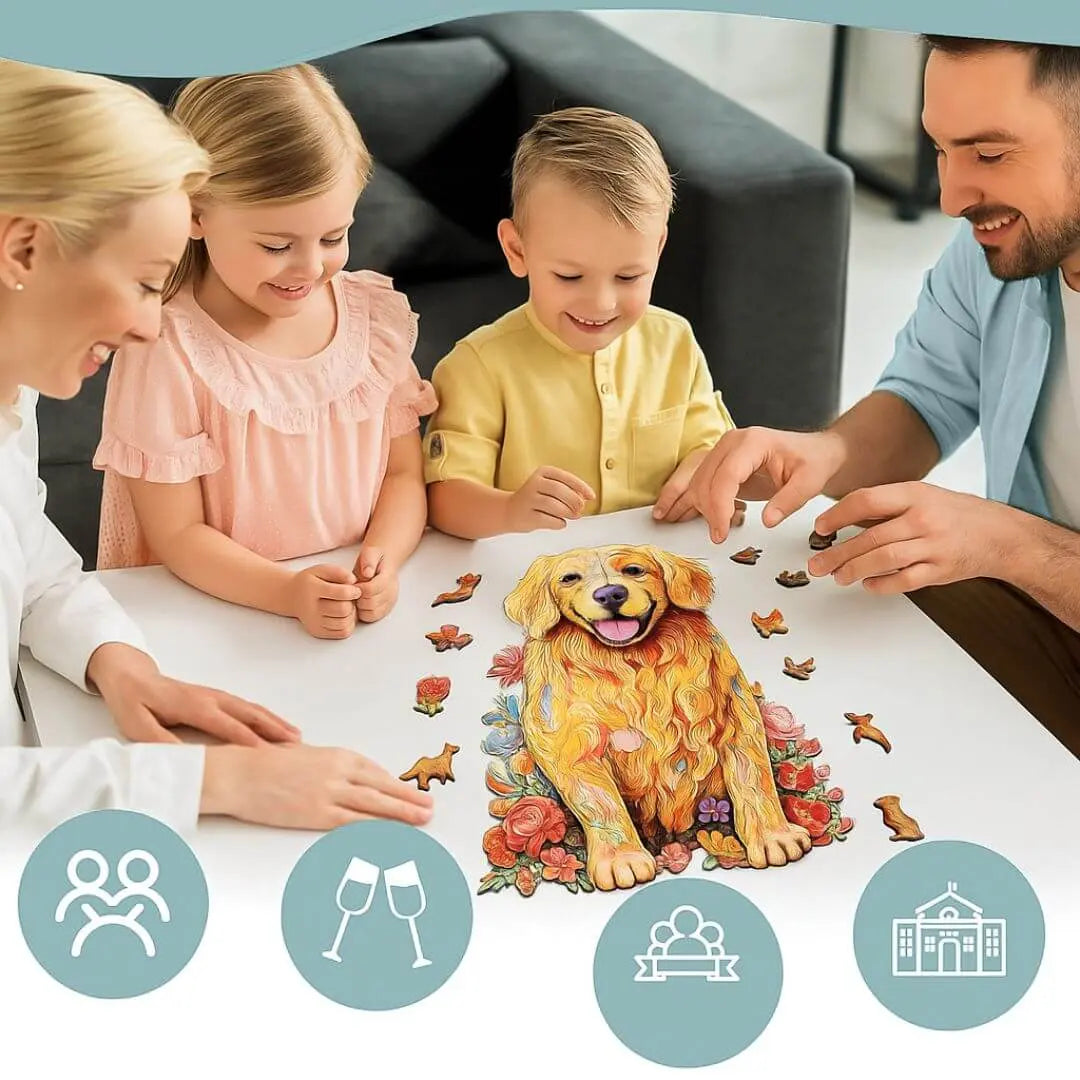 Puzzle Bois Chien Fleuri – DoggoJoy
