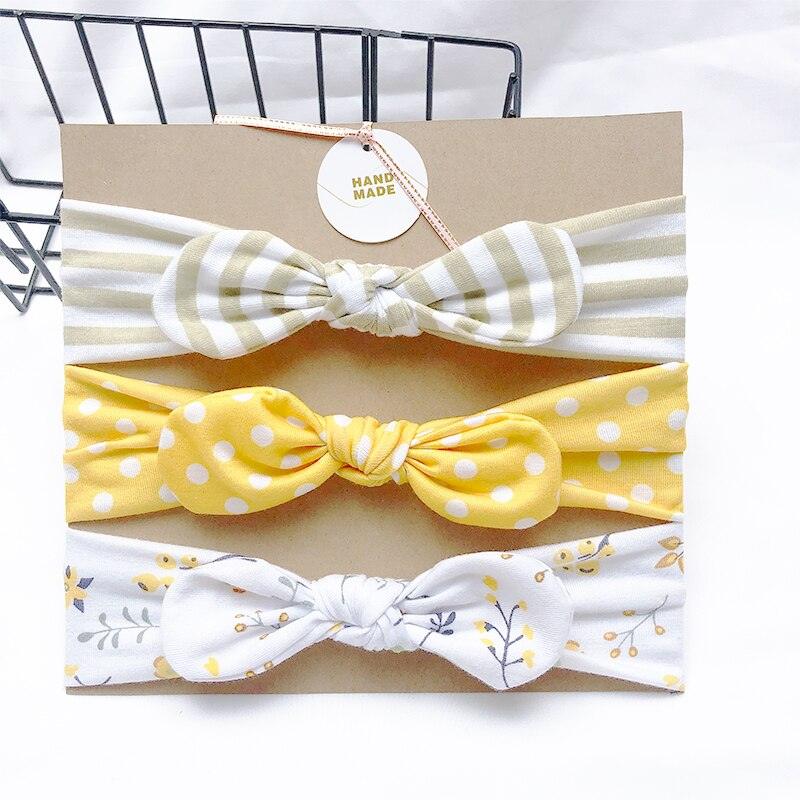 Bandeau fille vert jaune et blanc (lot de 3)