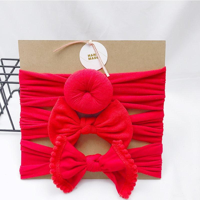 Bandeau fille rouge de 3 formes différentes (lot de 3)