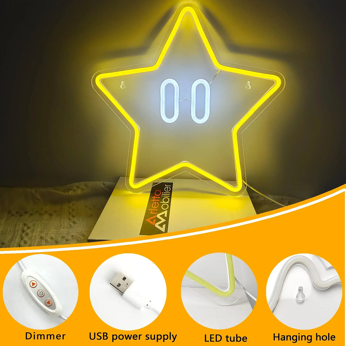 Lampe Neon Etoile Plombier Rétro