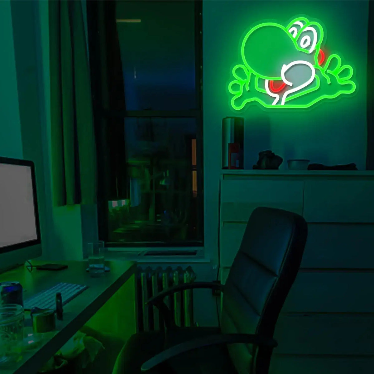 Lampe Neon Dragon vert Plombier Retro
