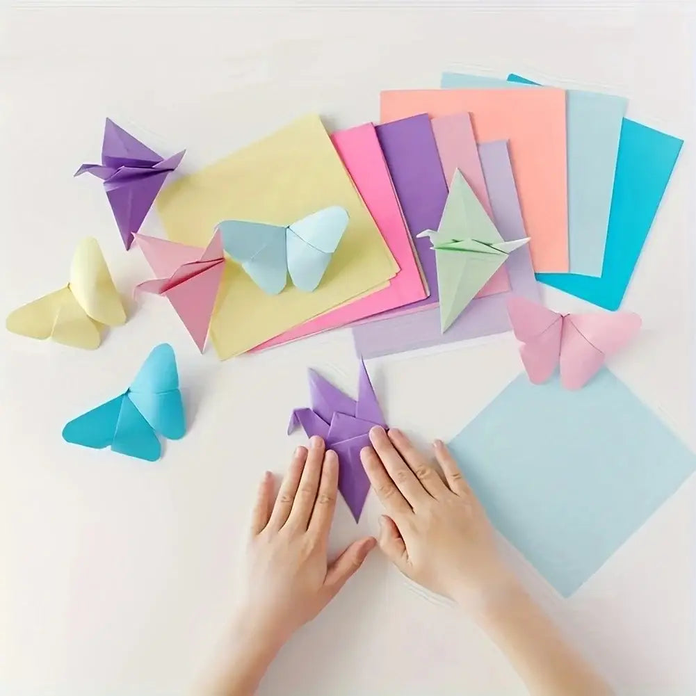 Lot 100 Papiers Origami carré Double face couleur unie