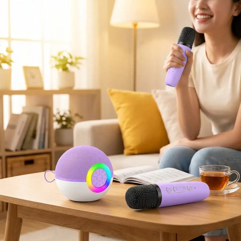 Mini machine de karaoké avec 2 microphones