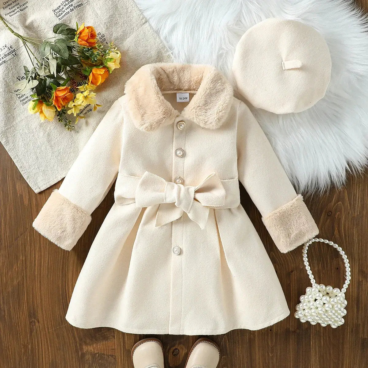 Manteau Fille Col Fourrure
