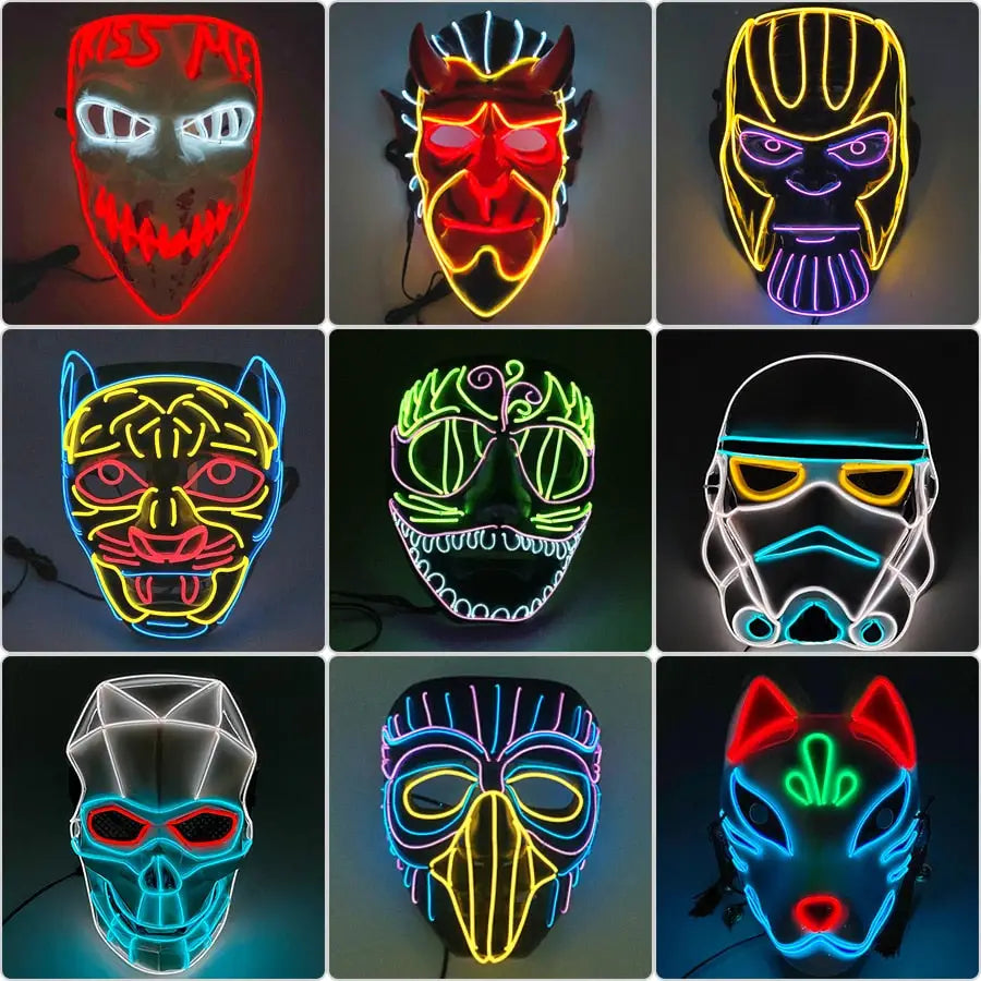 Masque Halloween LED Néon