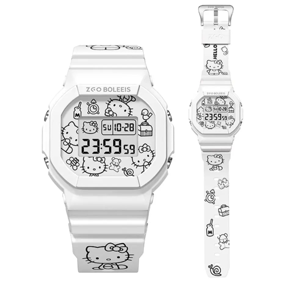 Montre Digitale Blanche Hello Kitty Waterproof