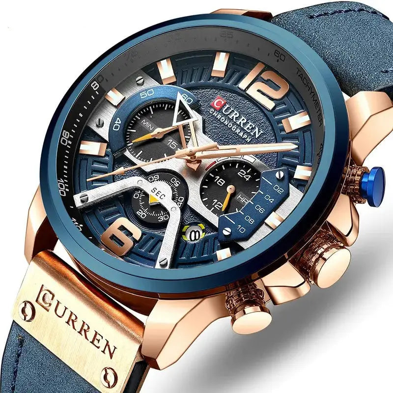 Montre Sport Étanche Bracelet Cuir