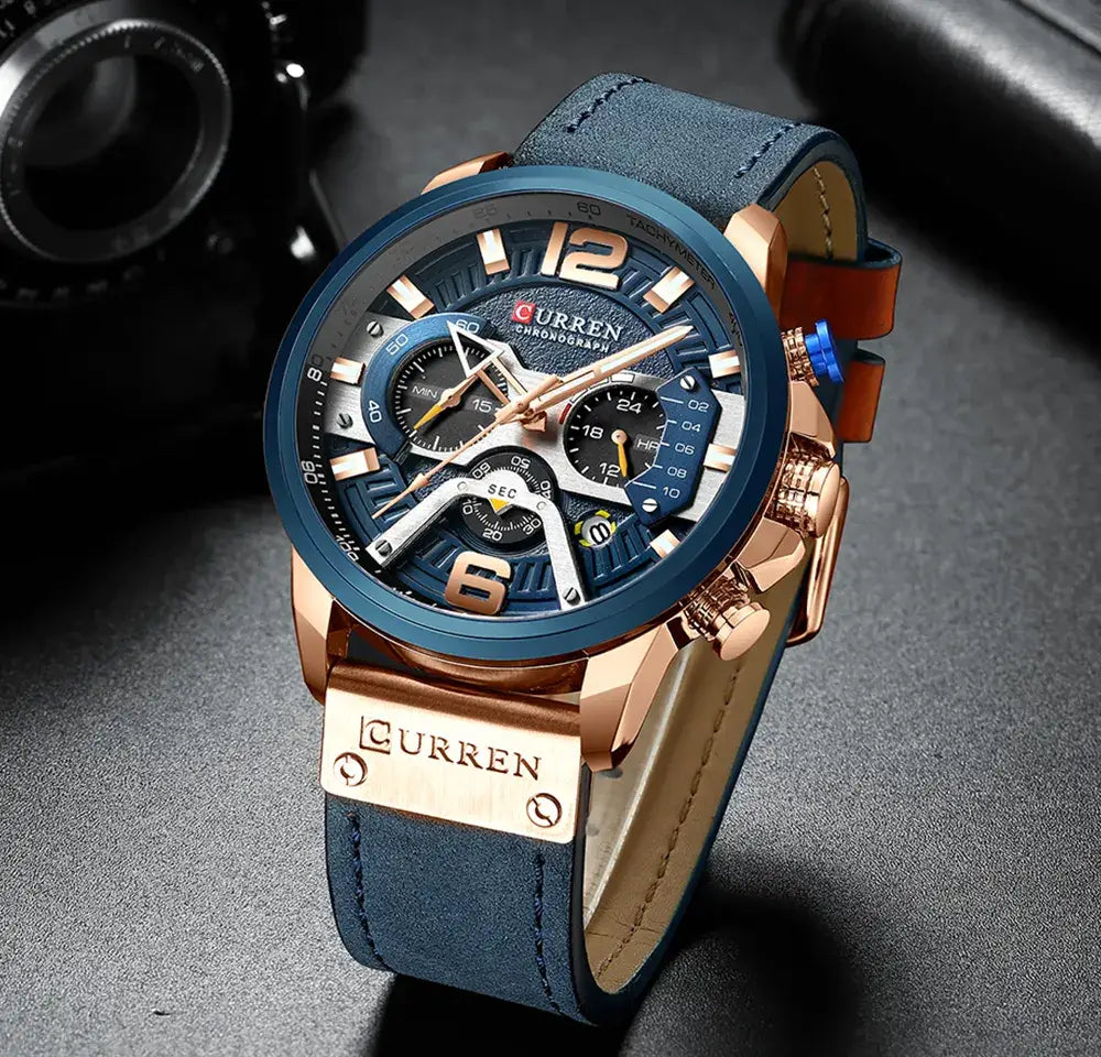 Montre Sport Étanche Bracelet Cuir