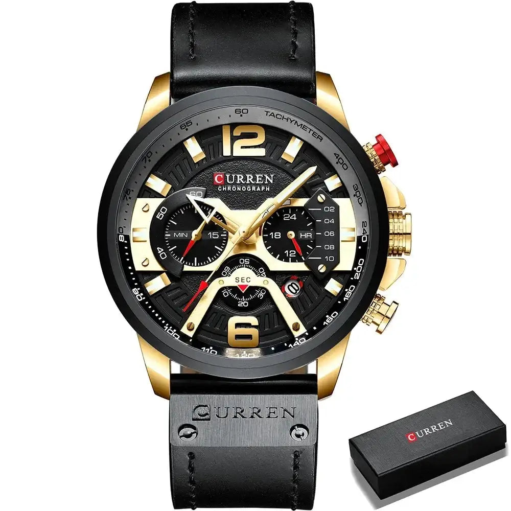 Montre Sport Étanche Bracelet Cuir
