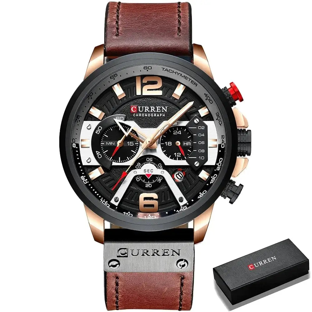 Montre Sport Étanche Bracelet Cuir