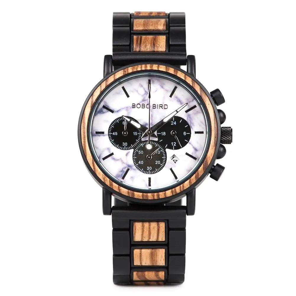 Montres Quartz militaire en bois pour hommes