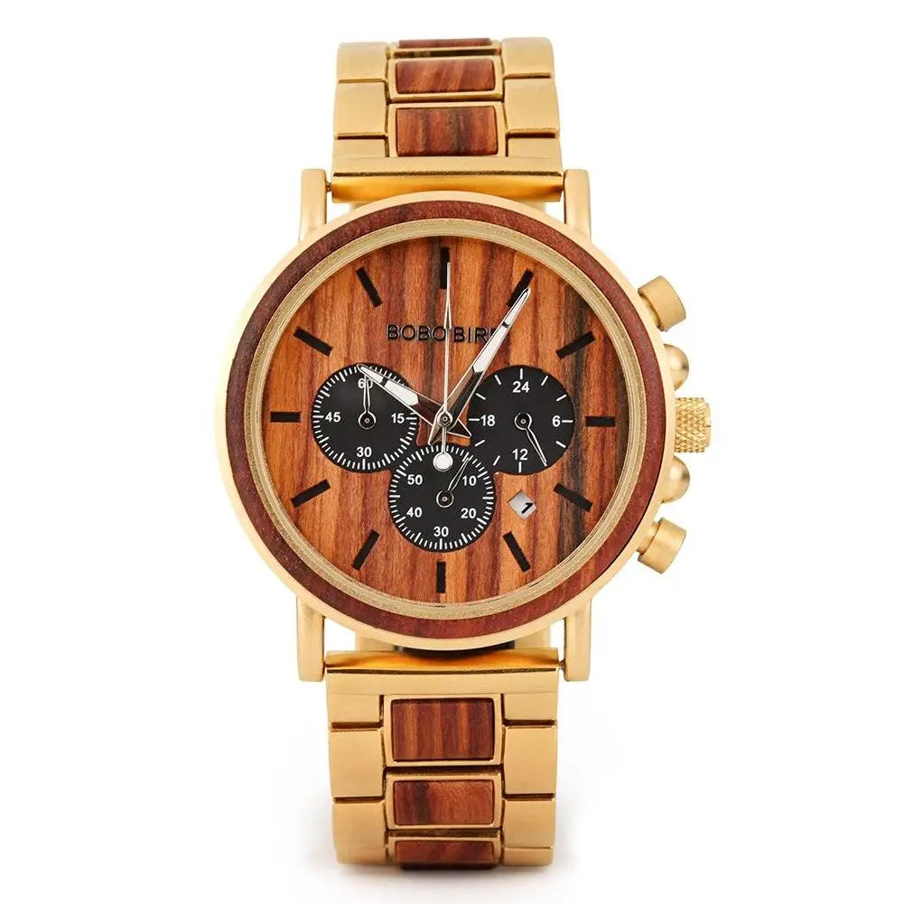 Montres Quartz militaire en bois pour hommes