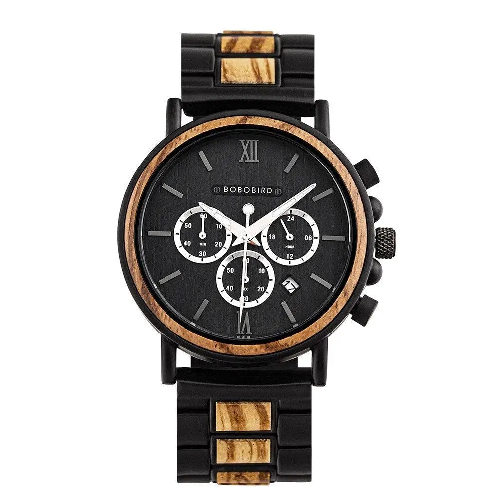 Montres Quartz militaire en bois pour hommes