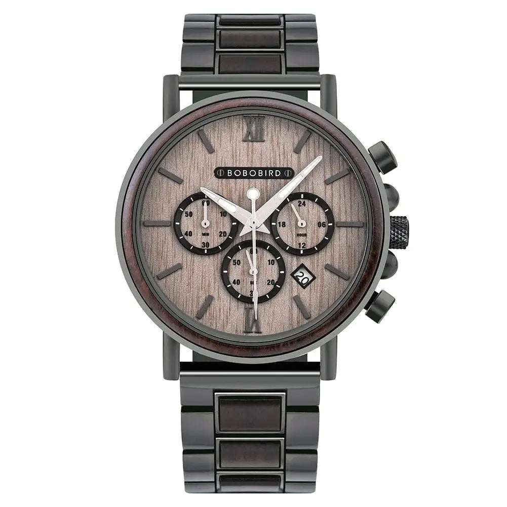Montres Quartz militaire en bois pour hommes