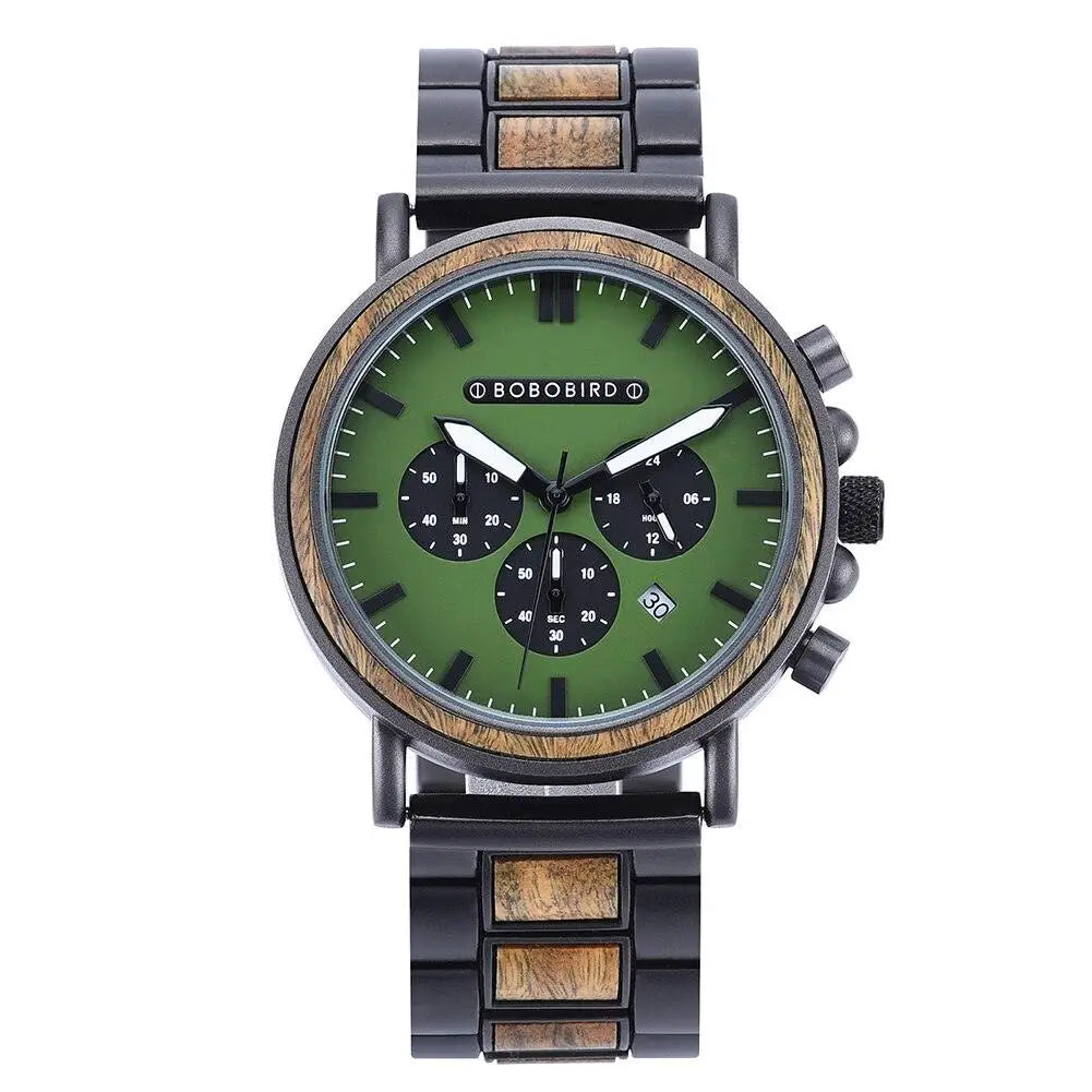Montres Quartz militaire en bois pour hommes