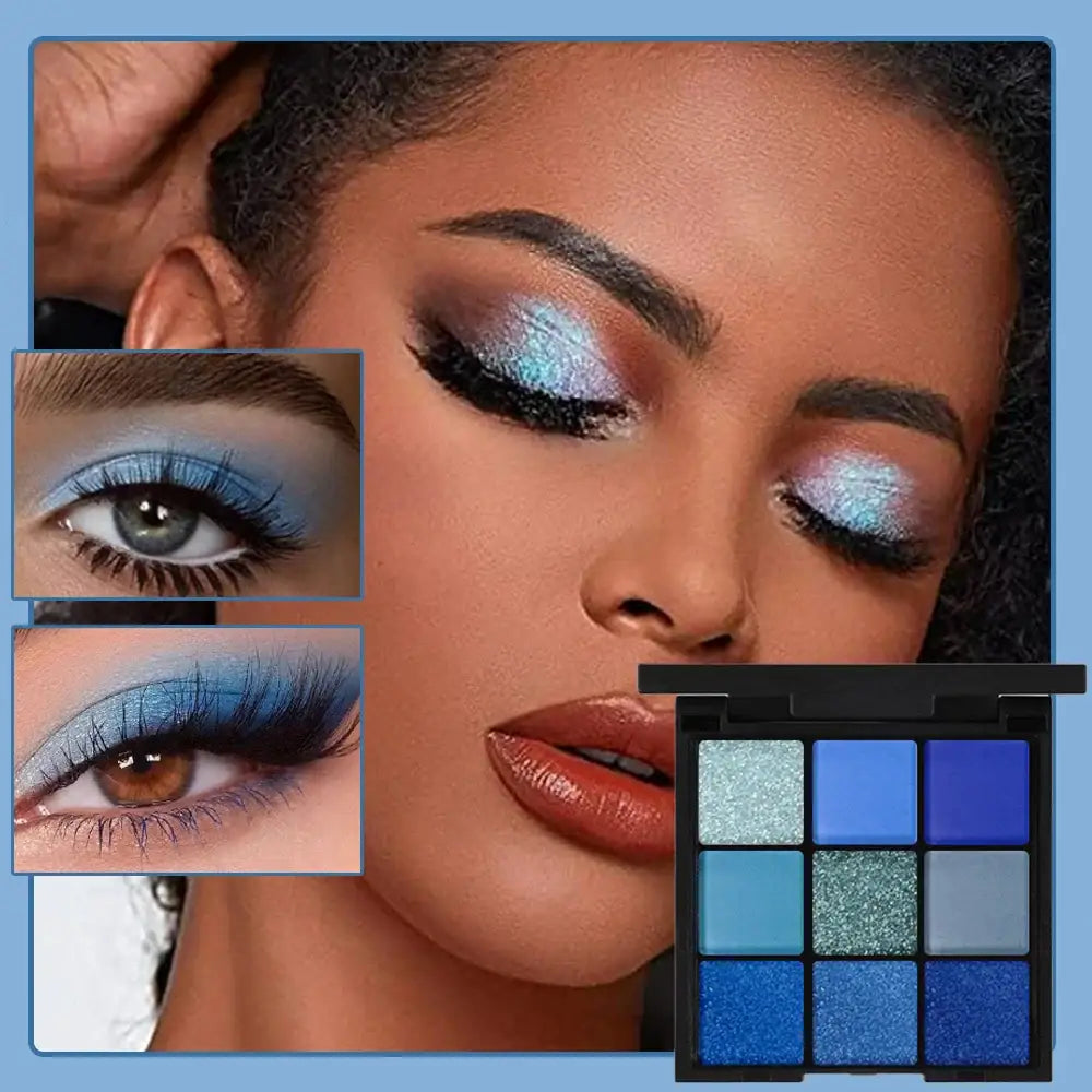 Palette de fards à paupières 9 couleurs bleu