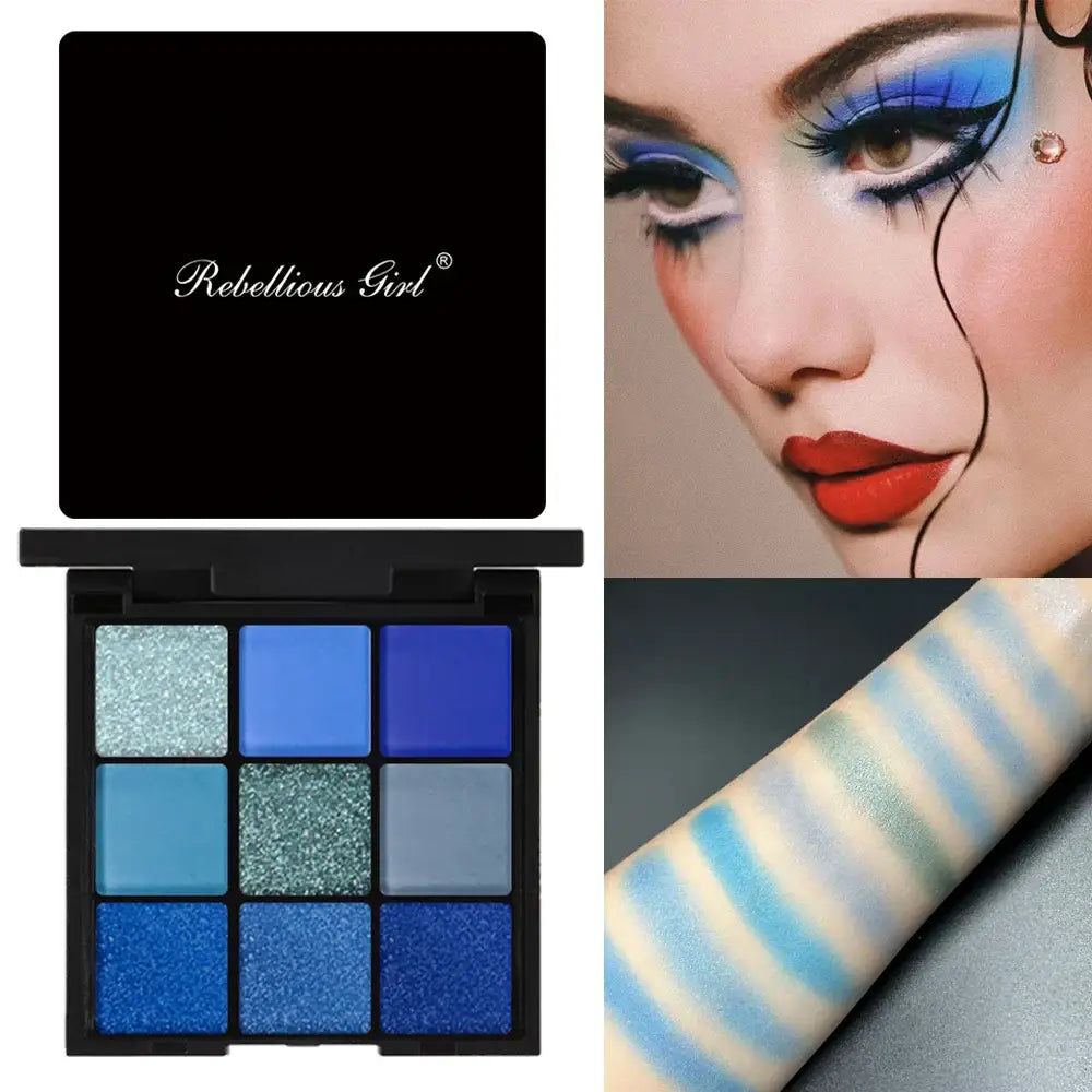 Palette de fards à paupières 9 couleurs bleu