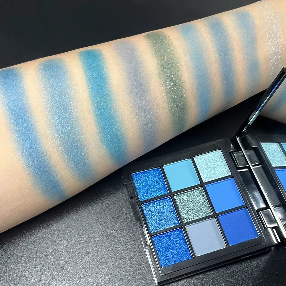 Palette de fards à paupières 9 couleurs bleu
