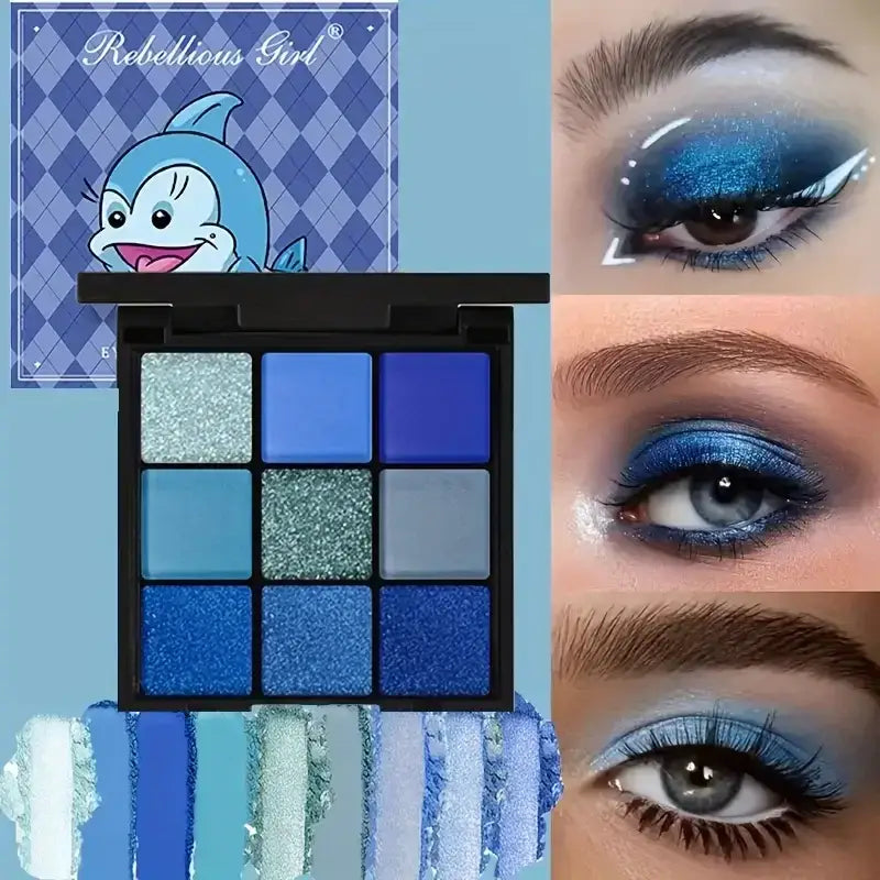 Palette de fards à paupières 9 couleurs bleu