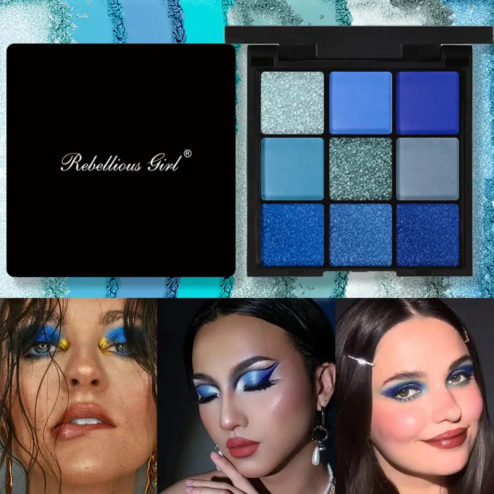 Palette de fards à paupières 9 couleurs bleu