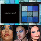 Palette de fards à paupières 9 couleurs bleu