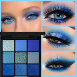 Palette de fards à paupières 9 couleurs bleu
