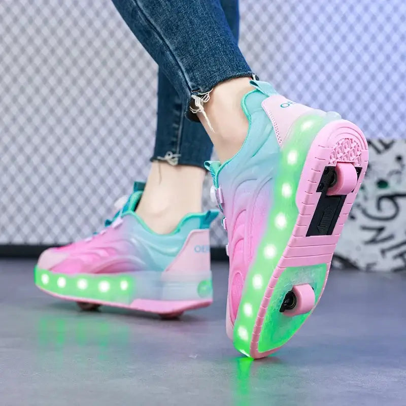 Chaussures patin à roulettes deux roues