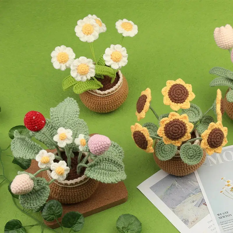 Peluche Crochet Pot de Fleurs