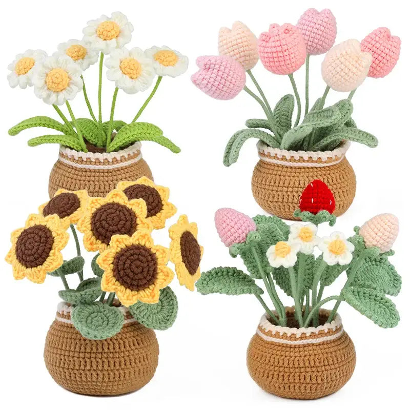 Peluche Crochet Pot de Fleurs