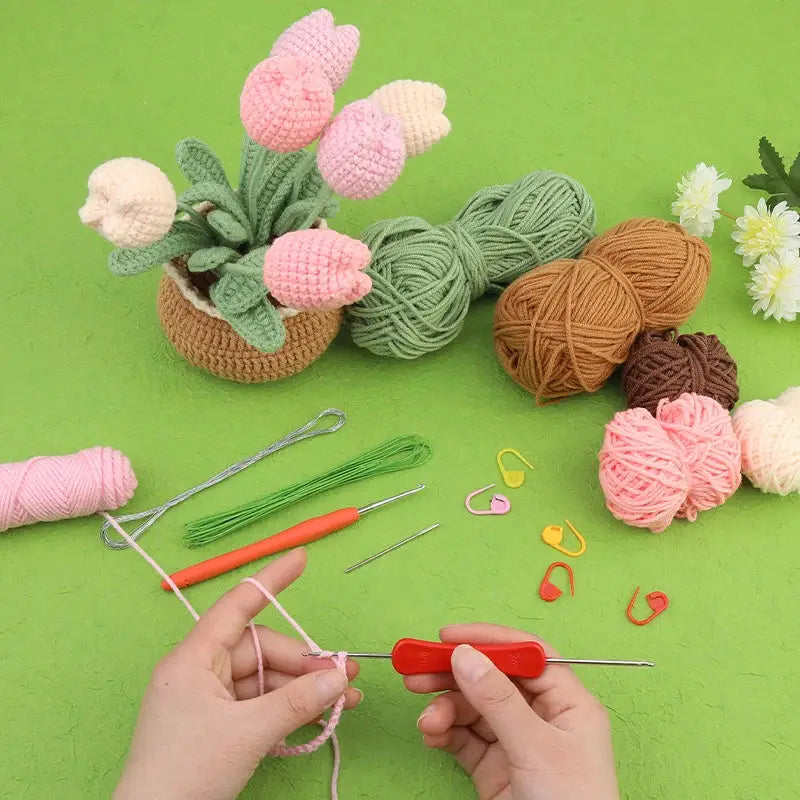 Peluche Crochet Pot de Fleurs
