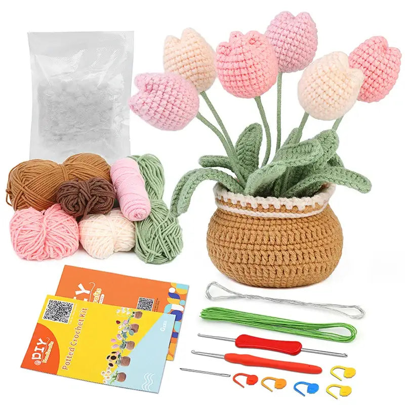 Peluche Crochet Pot de Fleurs