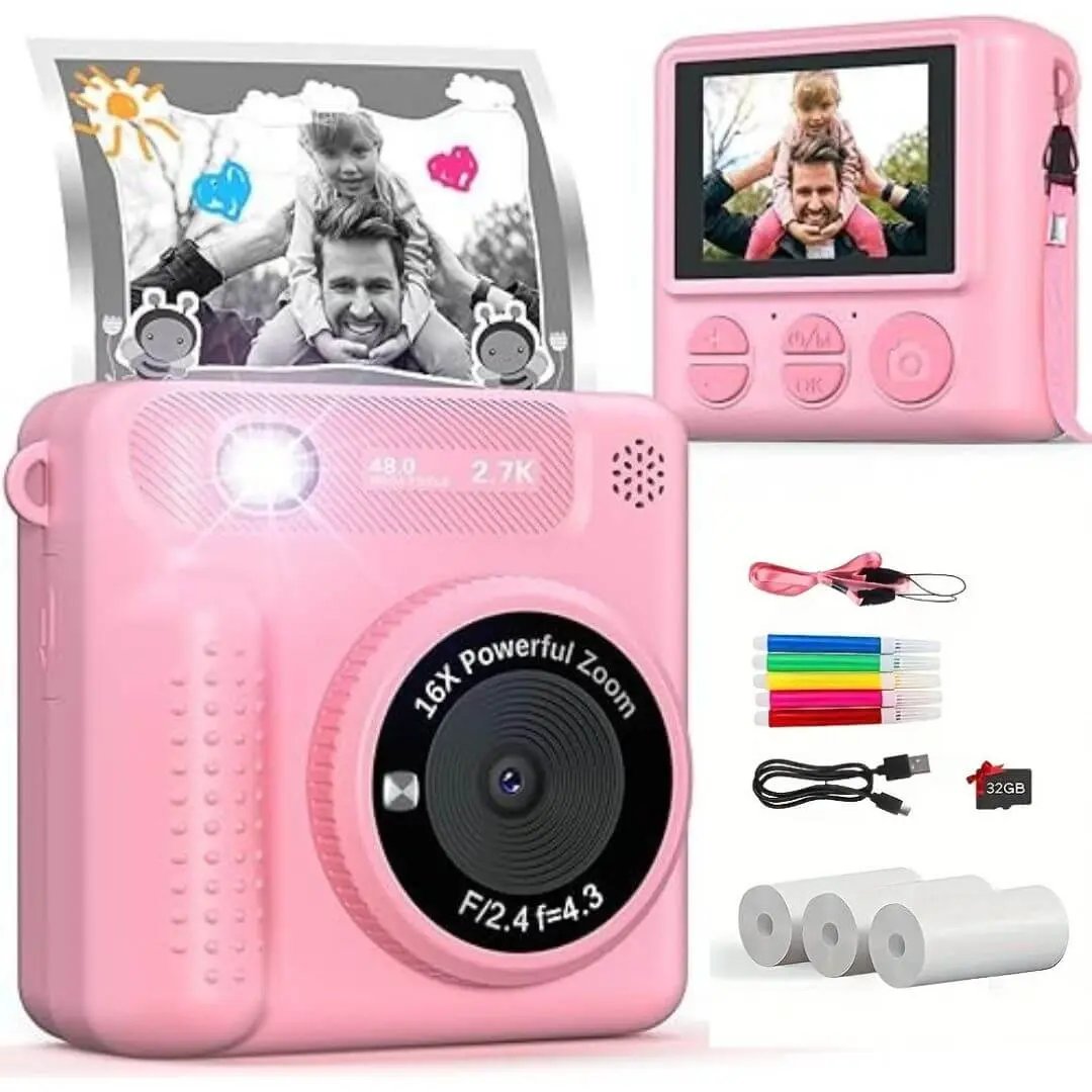 Appareil Photo Enfant – Impression Thermique – PixiPlay Rose