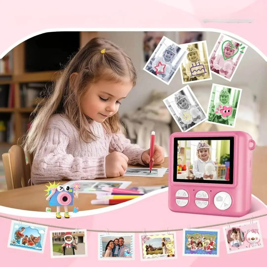 Appareil Photo Enfant – Impression Thermique – PixiPlay Rose