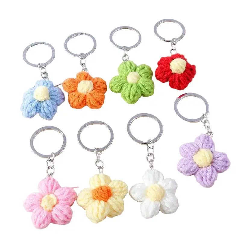 Porte clés Fleurs tricotée