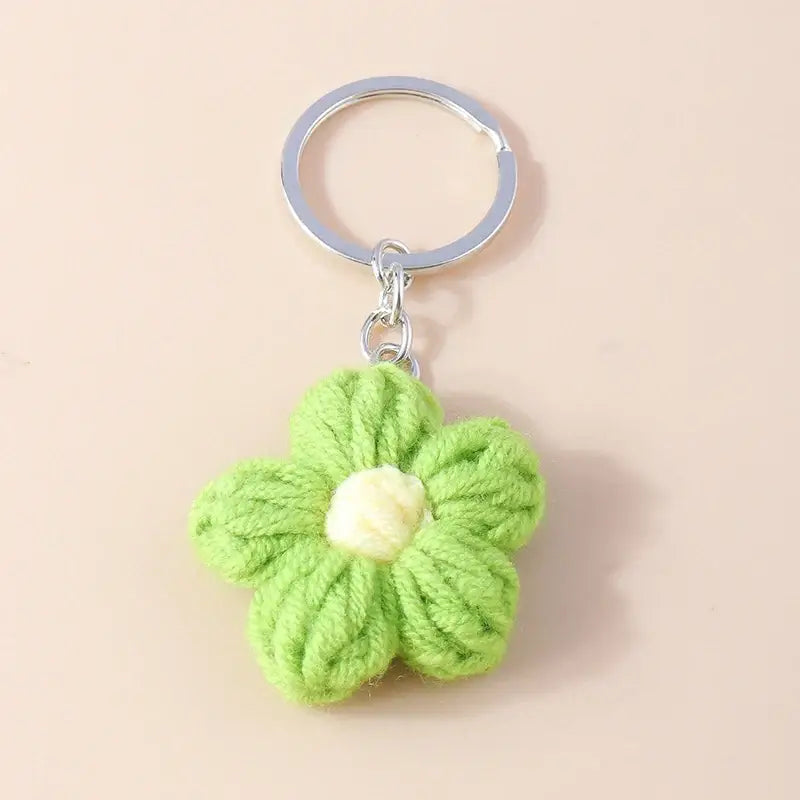 Porte clés Fleurs tricotée