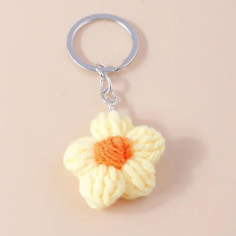 Porte clés Fleurs tricotée
