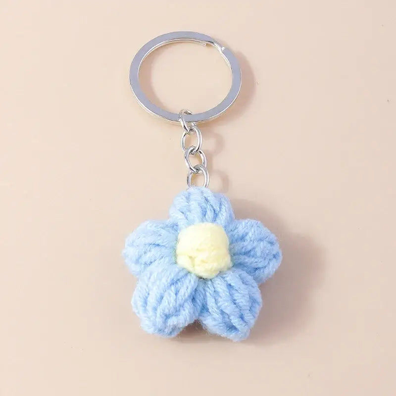 Porte clés Fleurs tricotée