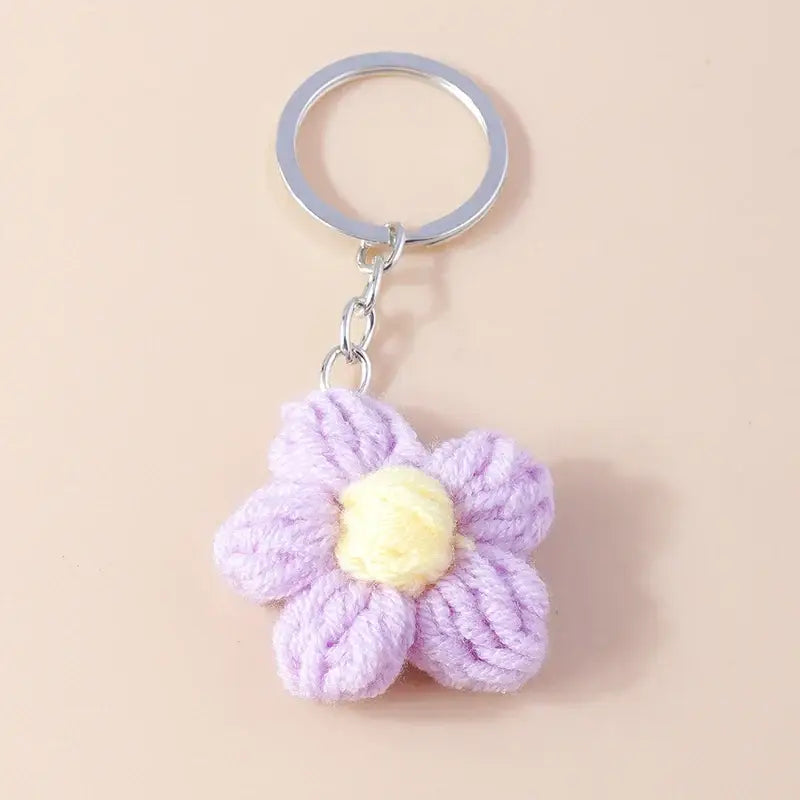 Porte clés Fleurs tricotée