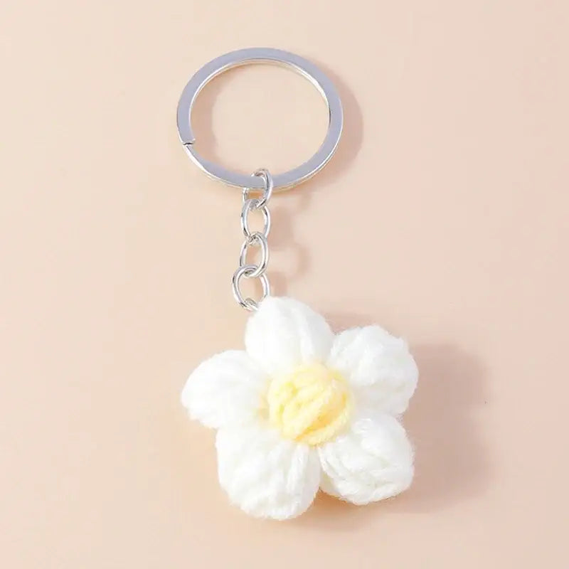 Porte clés Fleurs tricotée