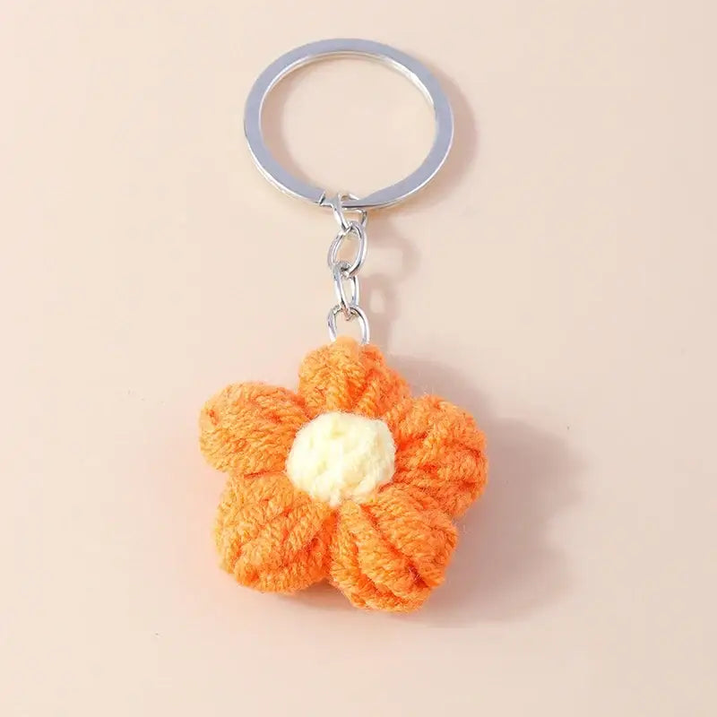 Porte clés Fleurs tricotée