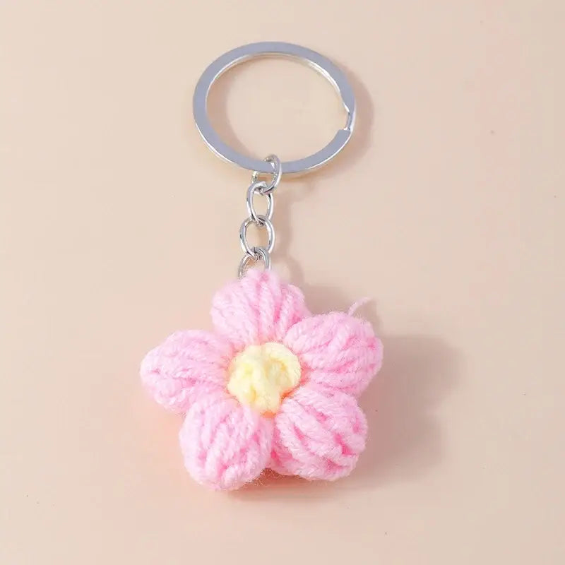 Porte clés Fleurs tricotée