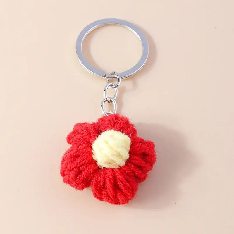 Porte clés Fleurs tricotée