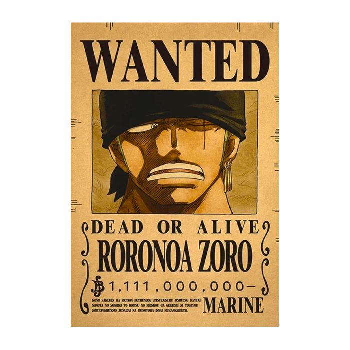 Poster Wanted Roronoa Zoro One Piece Post Wano