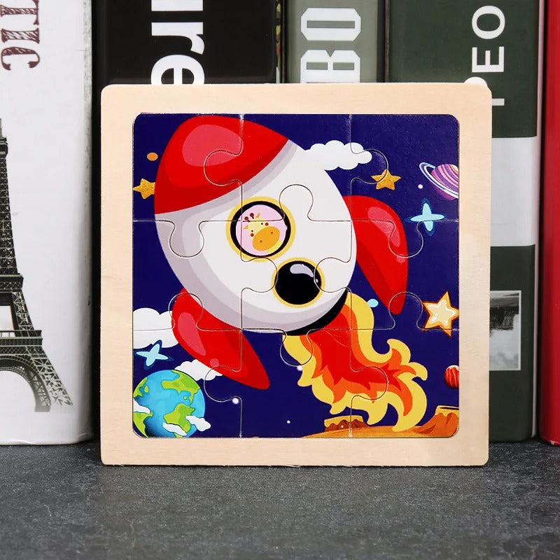 Puzzle Bois Bébé 11x11cm - Les Véhicules Moteur