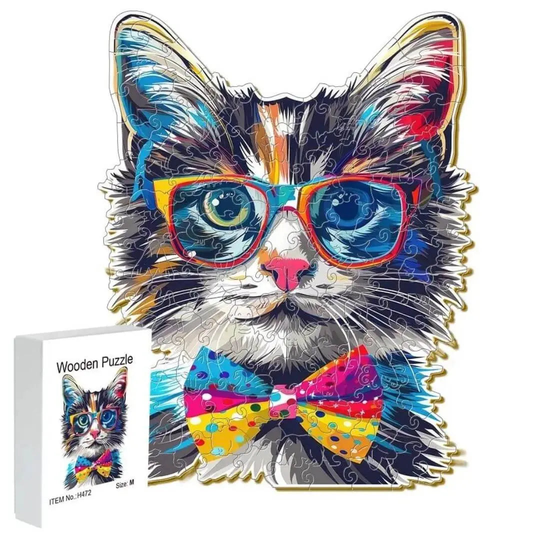 Puzzle Bois Chat avec Lunettes – SunCat