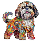 Puzzle Bois Chien Coloré Artistique