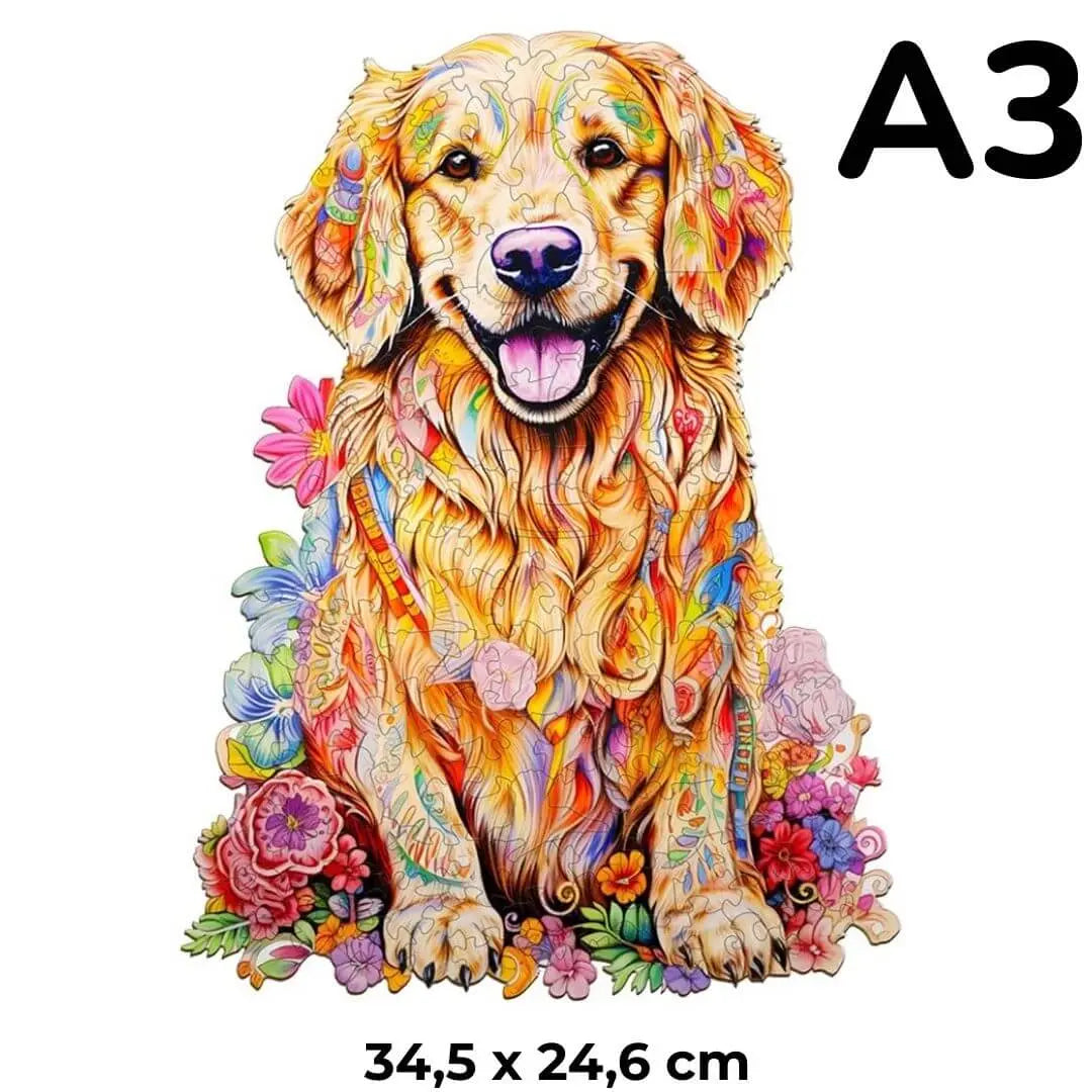 Puzzle Bois Chien Fleuri – DoggoJoy