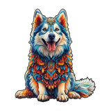 Puzzle Bois Chien Husky Coloré